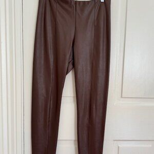 Lysse Brown Faux Leather Leggings, Size L